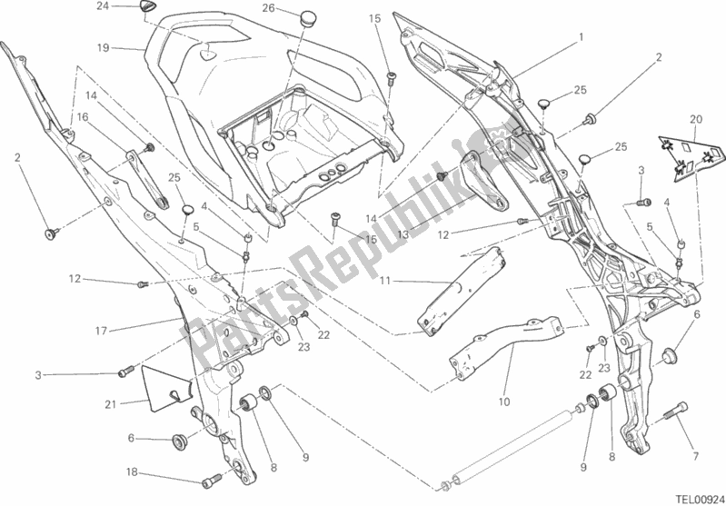 Toutes les pièces pour le Cadre Arrière Comp. Du Ducati Multistrada 1200 ABS Brasil 2016